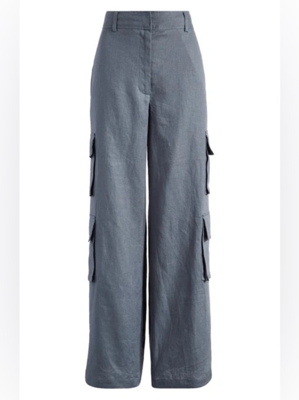 Reformation Mateo High Waist Linen Cargo Pants In Slate 8
